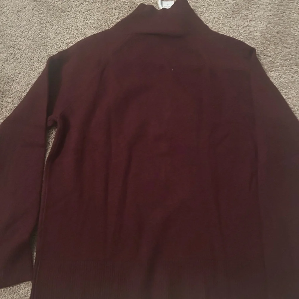 LOFT Red Cowl Turtleneck Sweater with Ribbed Texture - Picture 6 of 6